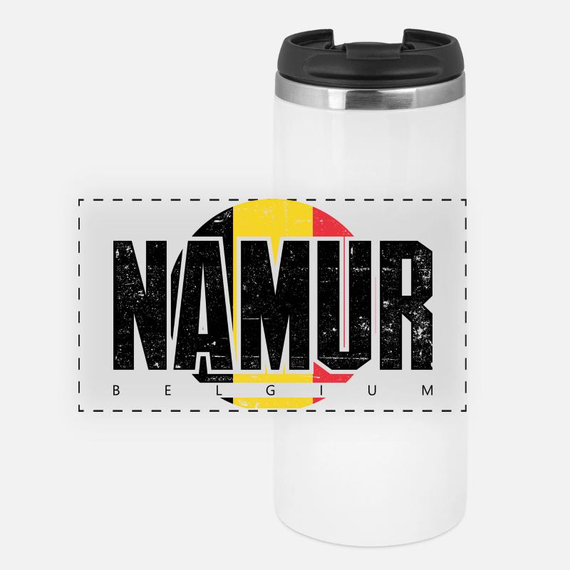 M Emblem in Warm Circular Geometry - Panoramic Thermal Cup - white
