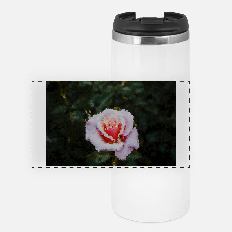 Rose watercolor in pixel style - Panoramic Thermal Cup - white