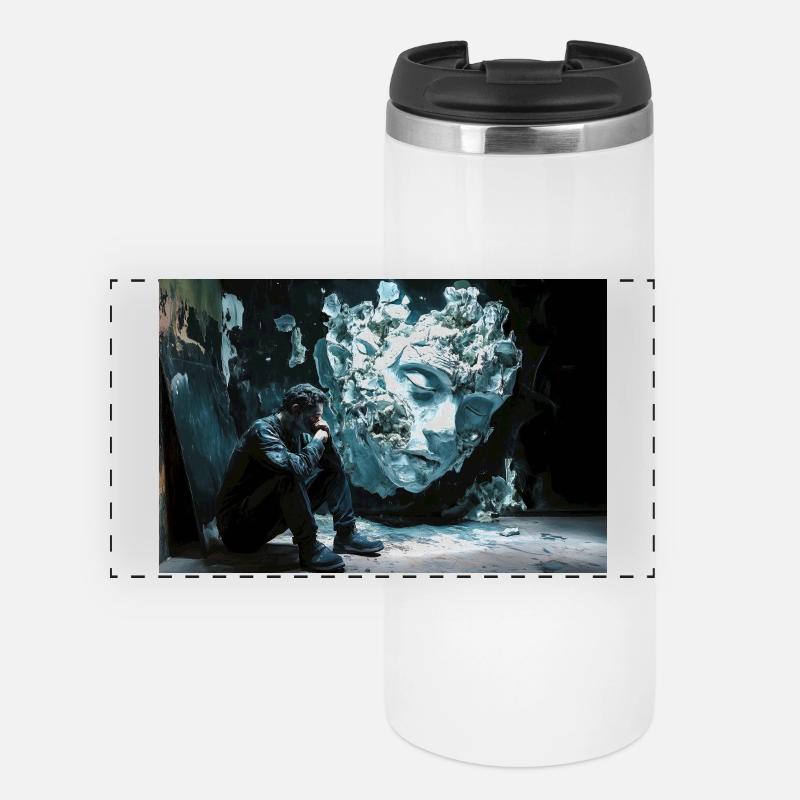 Eisgesicht im Schatten - Panoramic Thermal Cup - white