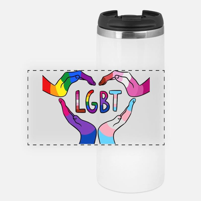 Rainbow Hands Forming Heart LGBT - Panoramic Thermal Cup - white