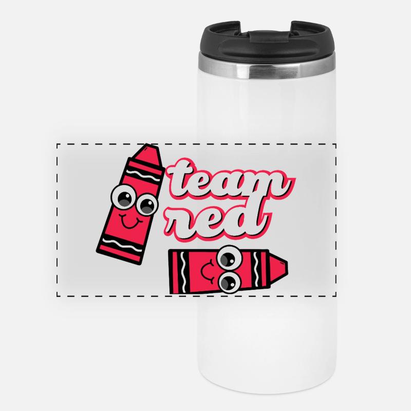 Red Team Cheerful Pencils - Panoramic Thermal Cup - white