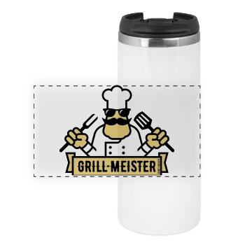 Grillmeister (Grilling / Barbecue / BBQ / 3C) - Panoramic Thermal Cup - white - Front
