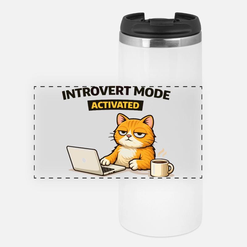 Chat activé en mode introverti - Mug isotherme panoramique - blanc