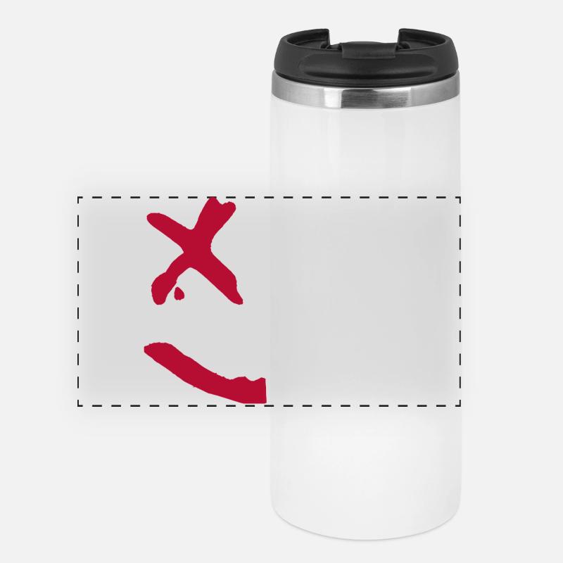 Evil Smile.y Face X-Eyes Graffiti Red White - Panoramic Thermal Cup - white