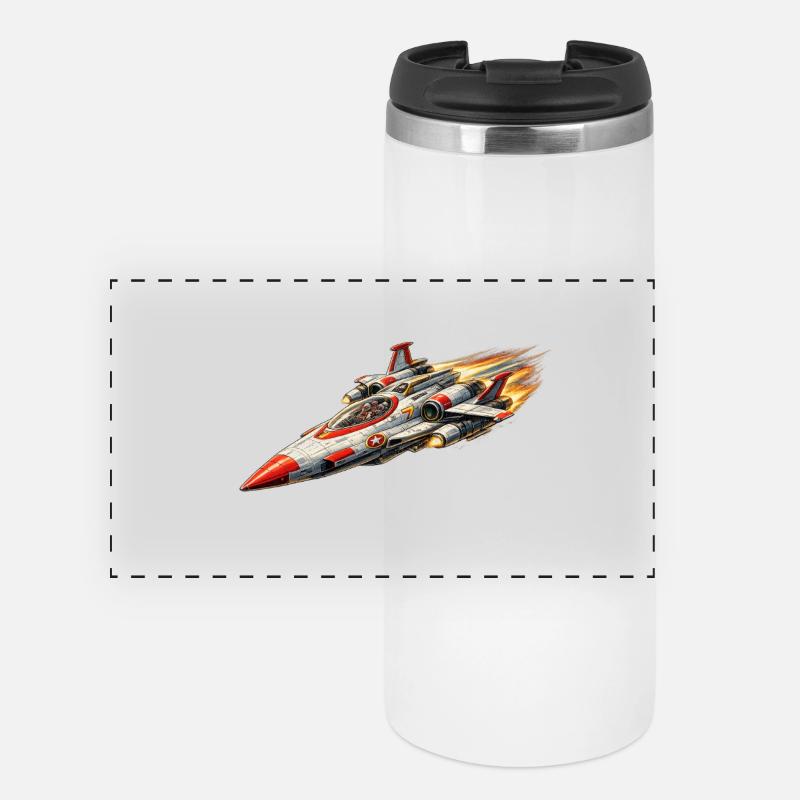 Starfighter / Spaceship Logo - Panoramic Thermal Cup - white