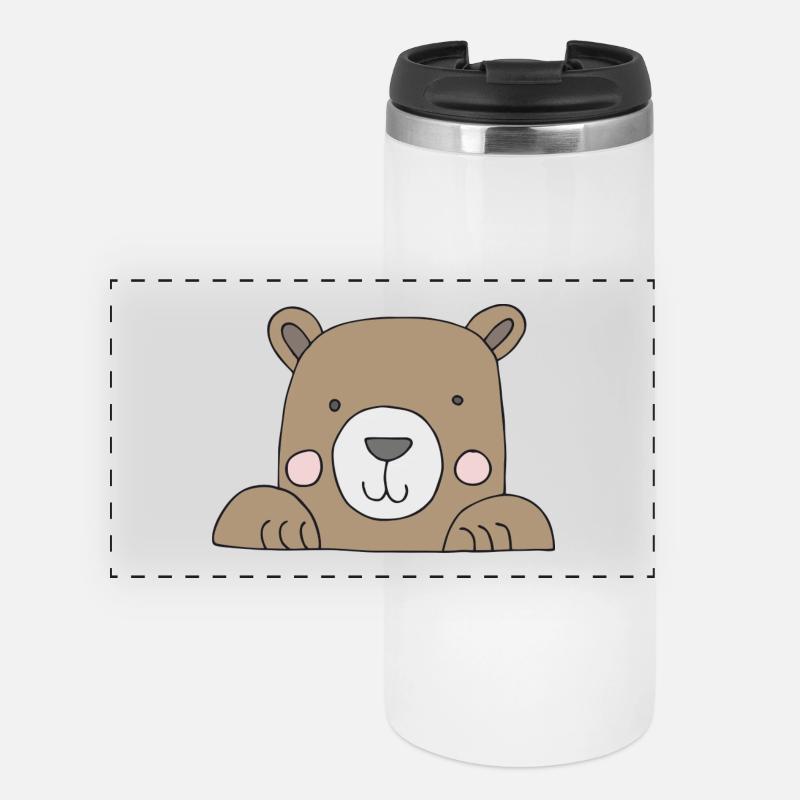 Bear head cute - Panoramic Thermal Cup - white