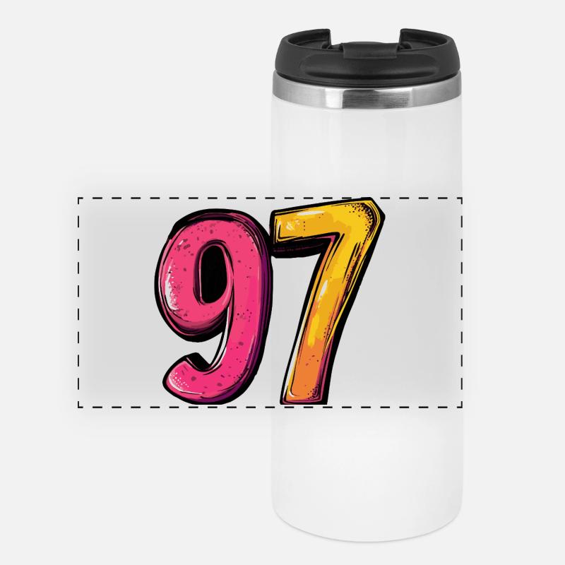 97 Number Colorful - Panoramic Thermal Cup - white