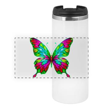 Schmetterling - Panorama Thermobecher - Weiß - Vorne