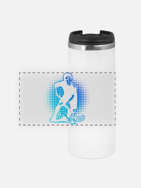 Kurz und klar Floorball - Panorama Thermobecher - Weiß