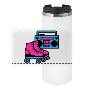 Rollschuhe Boombox 80er Retro - Panorama Thermobecher - Weiß - Vorne