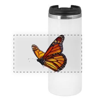Monarchfalter im Flug Natur Design - Panorama Thermobecher - Weiß - Vorne