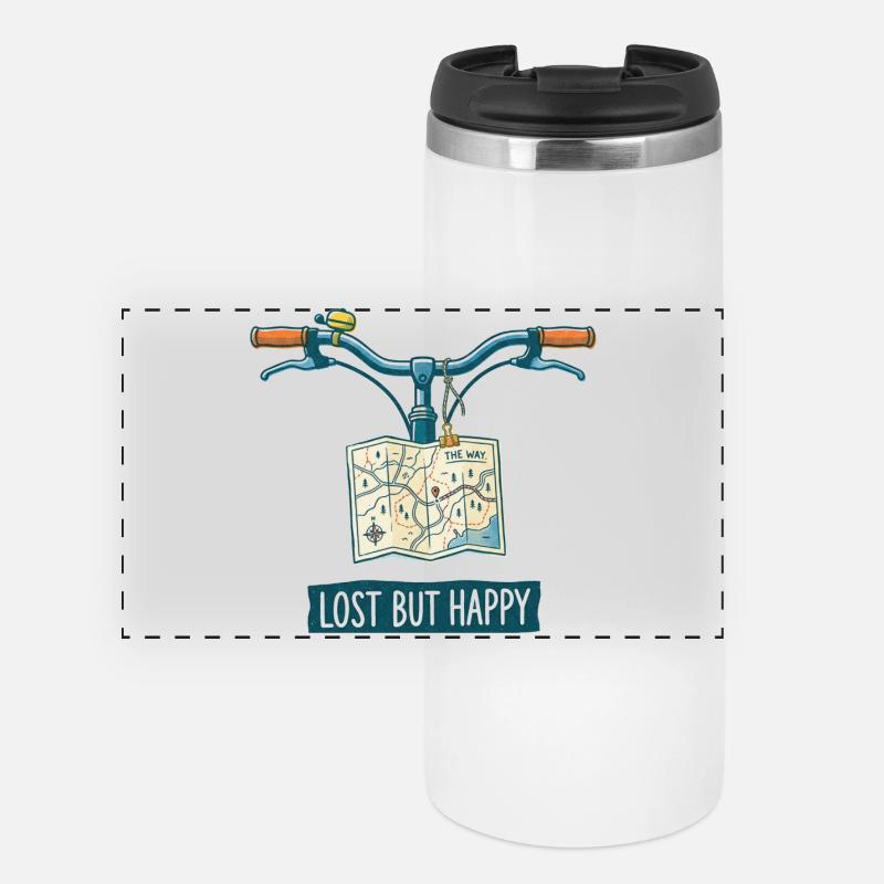 Lost But Happy Risograph Bicycle Art - Panoramic Thermal Cup - white