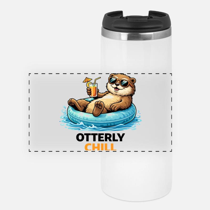 Chill Bear on Inflatable Paradise - Panoramic Thermal Cup - white
