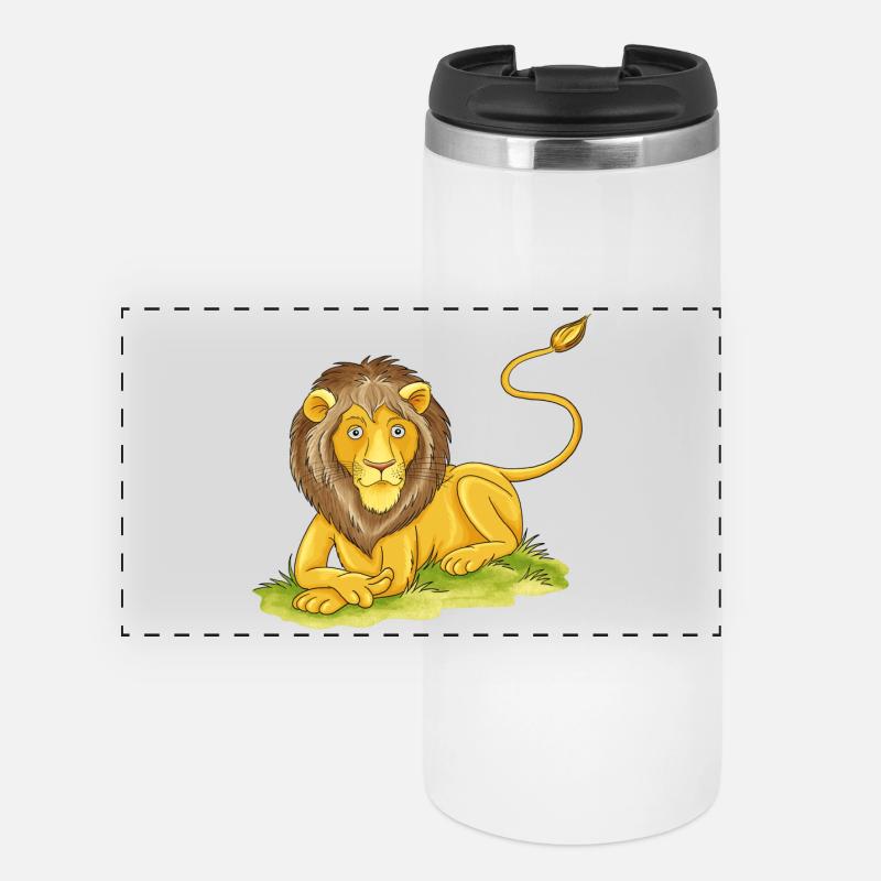 lässiger Löwe - Panorama Thermobecher - Weiß