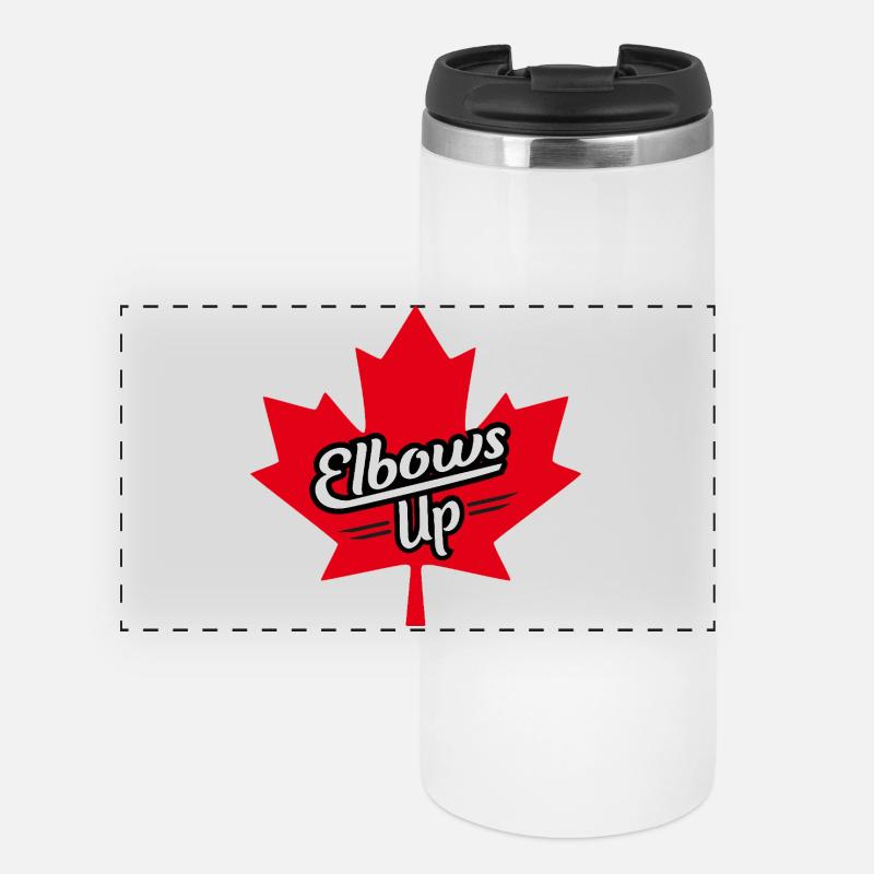 Elbows Up Maple Leaf Design - Panoramic Thermal Cup - white