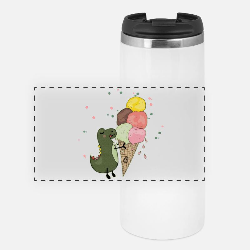 Dino with ice cream - Panoramic Thermal Cup - white
