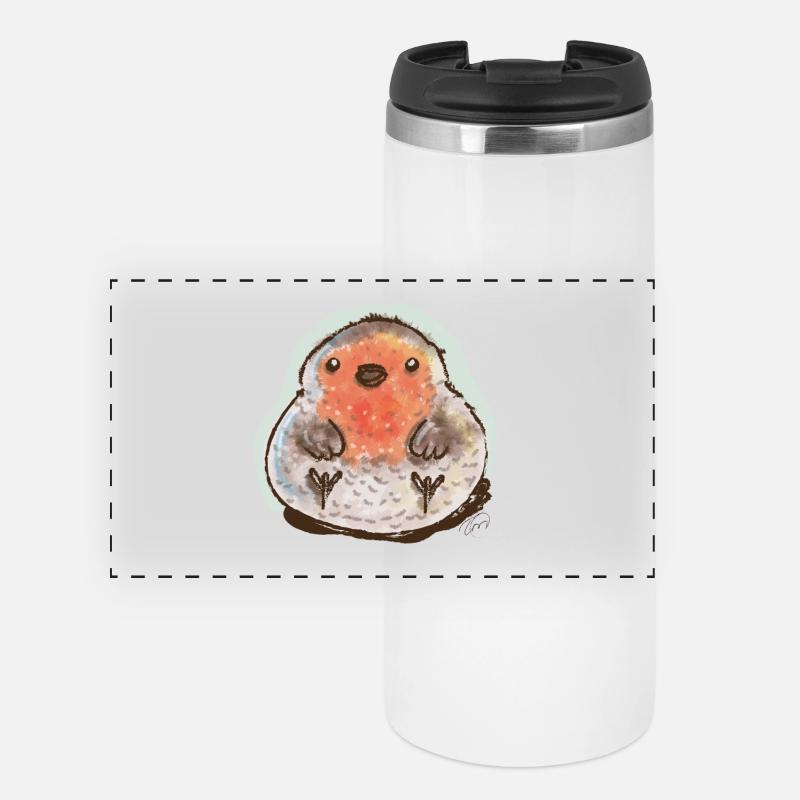 Bubble Robin - Mug isotherme panoramique - blanc