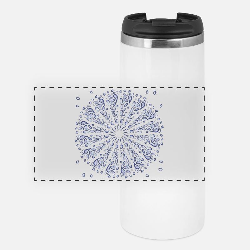 Azure Mandala Bloom - Panorama Thermobecher - Weiß
