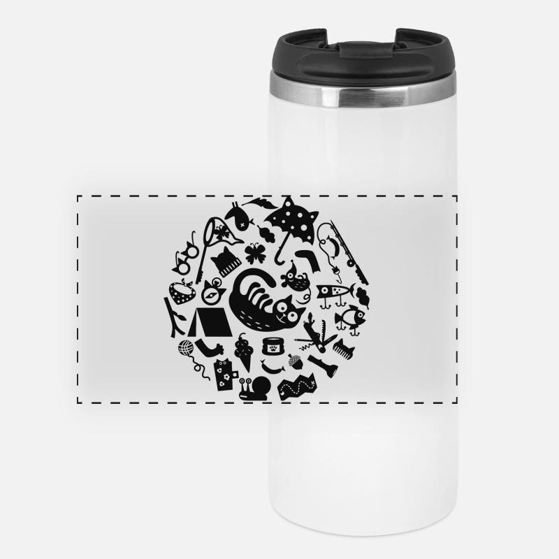 Cat Camping L Black - Panoramic Thermal Cup - white