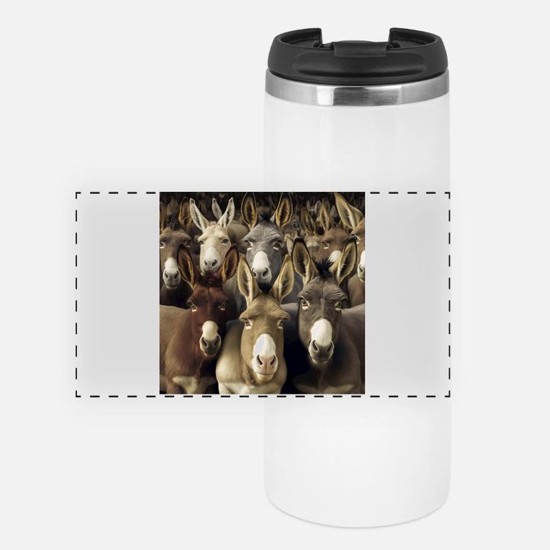 Donkeys Pattern - Panoramic Thermal Cup - white