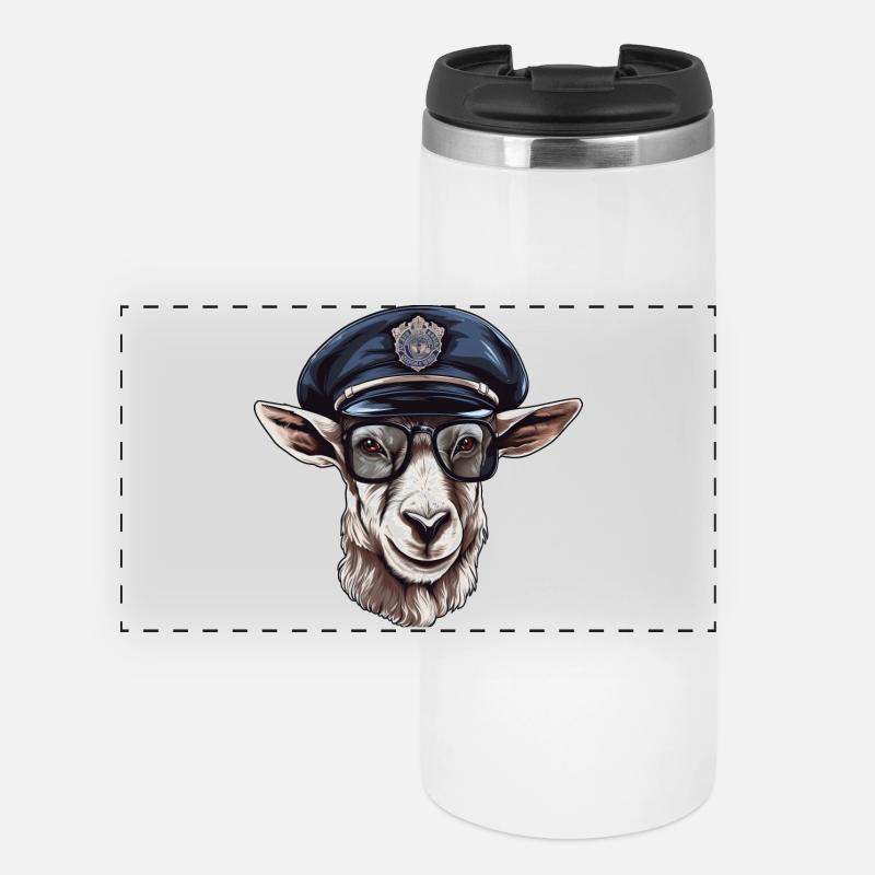 Ziegen Polizei - Panorama Thermobecher - Weiß