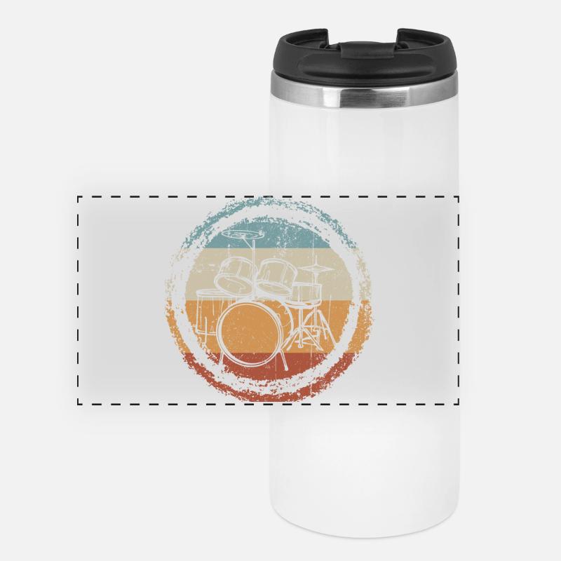 Retro Drum Circle Stamp - Panoramic Thermal Cup - white