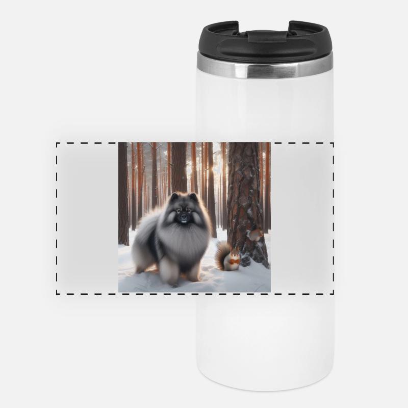 Wolfspitz im Schnee - Panorama Thermobecher - Weiß