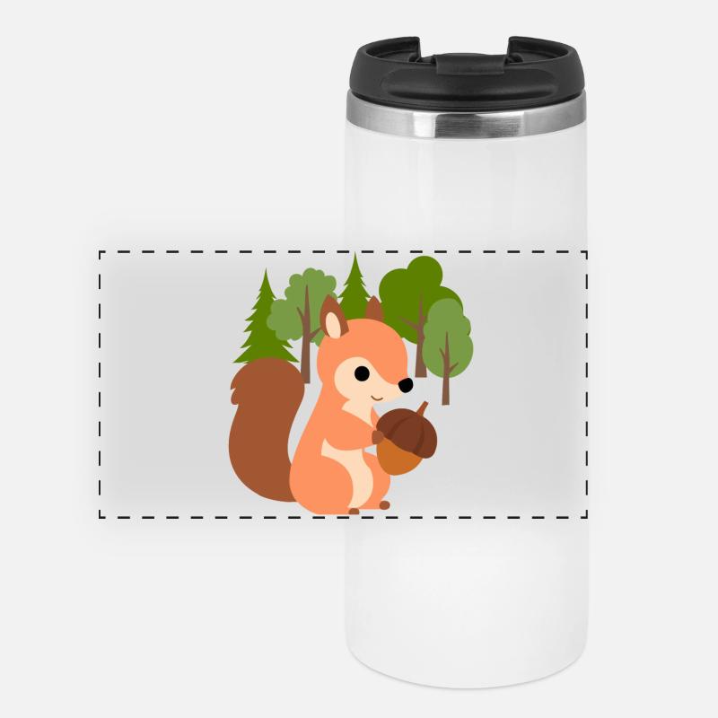 Squirrel with nut - Panoramic Thermal Cup - white