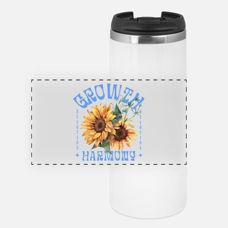 Growth Harmony Sunflower Art - Panoramic Thermal Cup - white