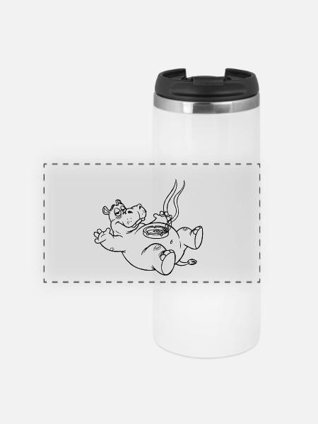 Witziges Hippo - Panorama Thermobecher - Weiß