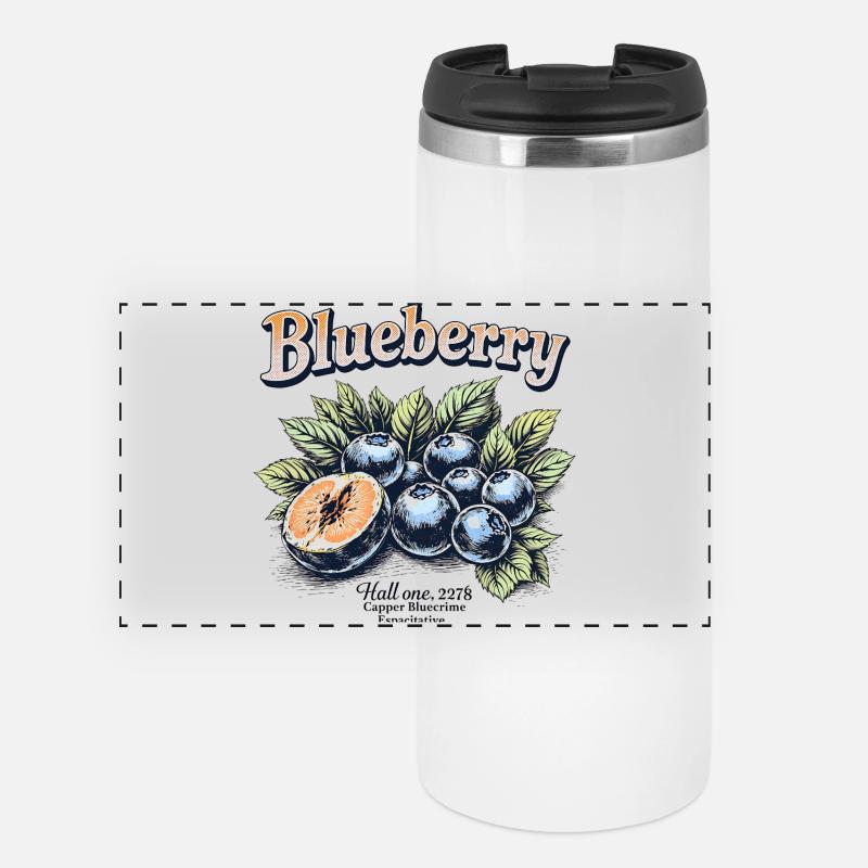 Vintage Blaubeeren - Panorama Thermobecher - Weiß