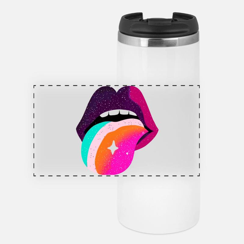 Prismatic Rainbow Tongue Lips - Panoramic Thermal Cup - white