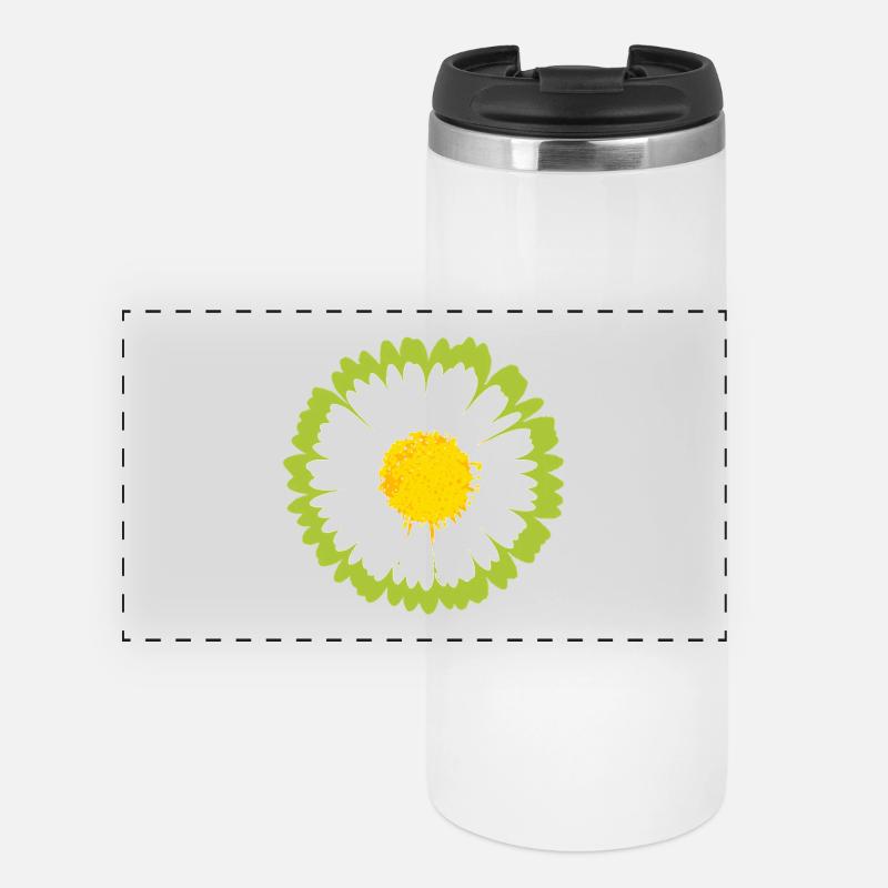 Sunny Daisy Pop Blume - Panorama Thermobecher - Weiß