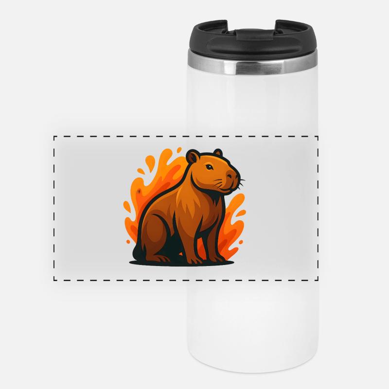 Kapybara in flames illustration - Panoramic Thermal Cup - white