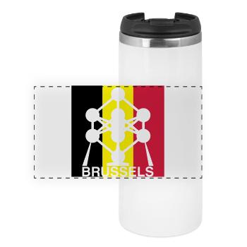 Brussels Atomium – Icône du Carré du Drapeau belge - Mug isotherme panoramique - blanc - Devant