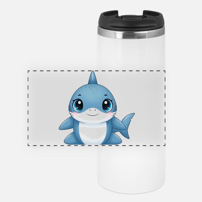 Blue Shark Cuddle Friend - Panoramic Thermal Cup - white