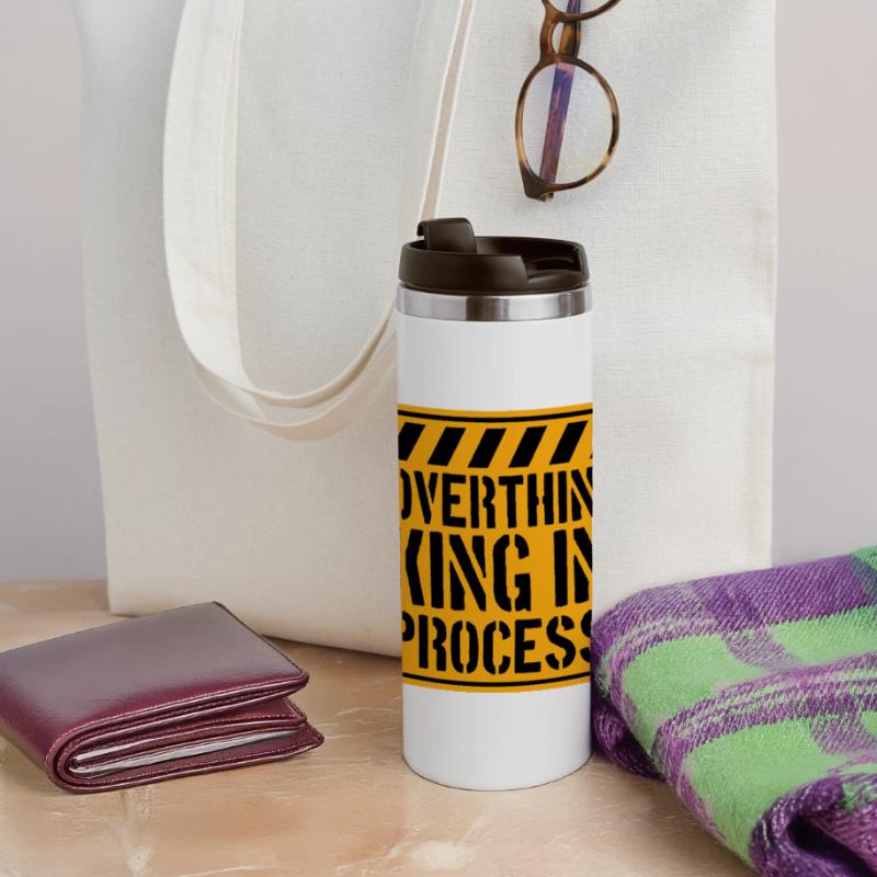 Overthinking In Process Funny Brooding Saying Logo Panoramic Thermal Cup