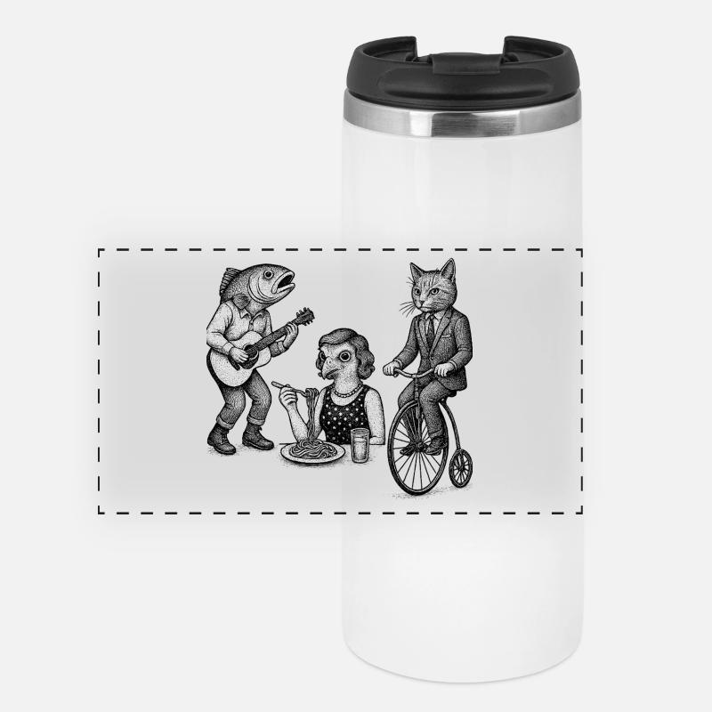 Whimsical Animal Trio Parade - Panoramic Thermal Cup - white