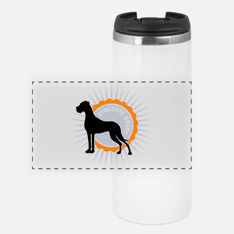 Deutsche Dogge Stern Schrift - Panorama Thermobecher - Weiß