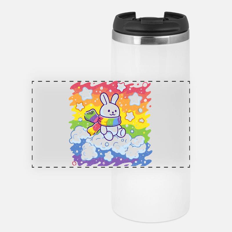 Rainbow bunny on cloud - Panoramic Thermal Cup - white