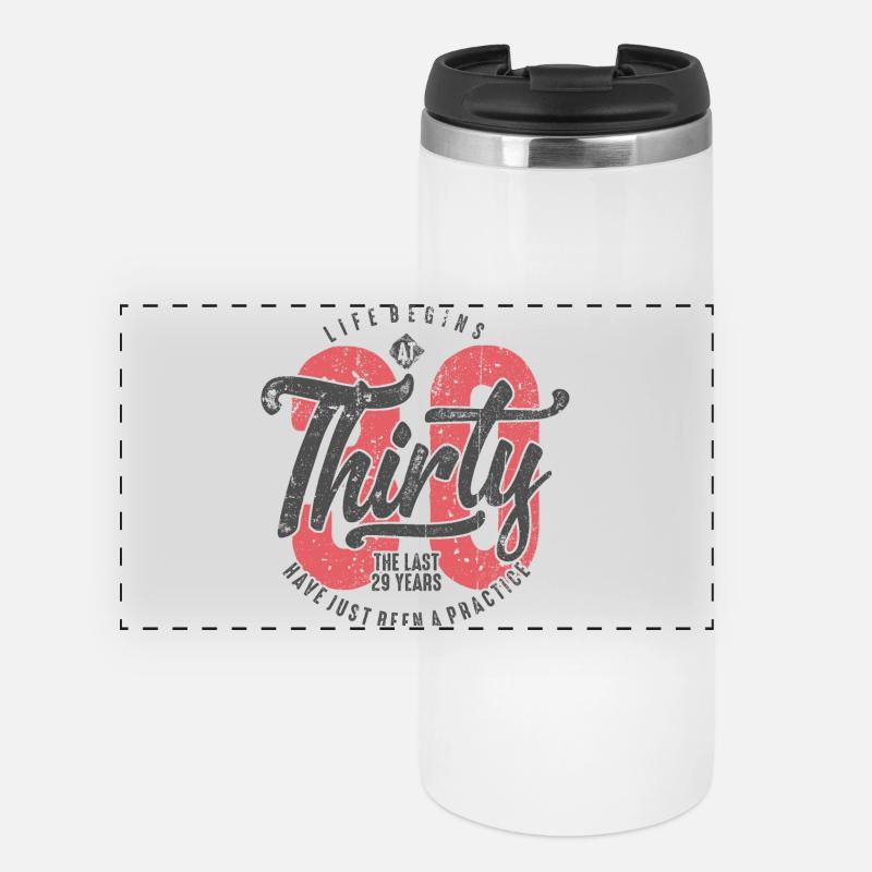 Life Begins at Thirty Tee - Panoramic Thermal Cup - white