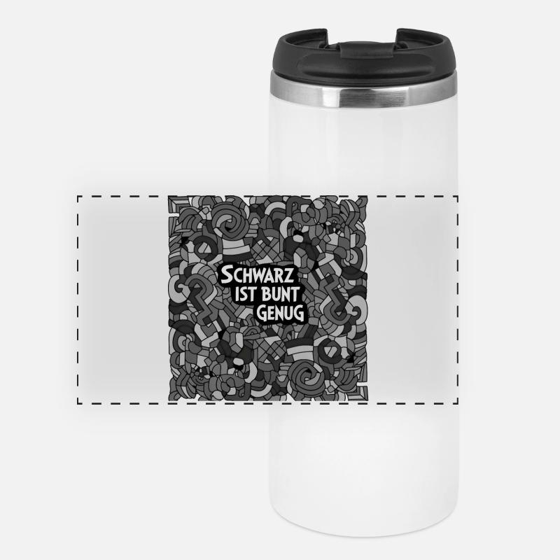 Kunstvolles Schwarz Bunt Gerechtigkeit - Panorama Thermobecher - Weiß