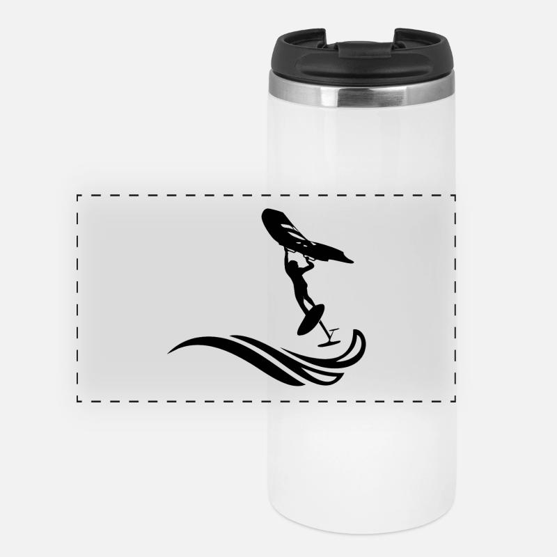 Wingfoiler on wave - Panoramic Thermal Cup - white