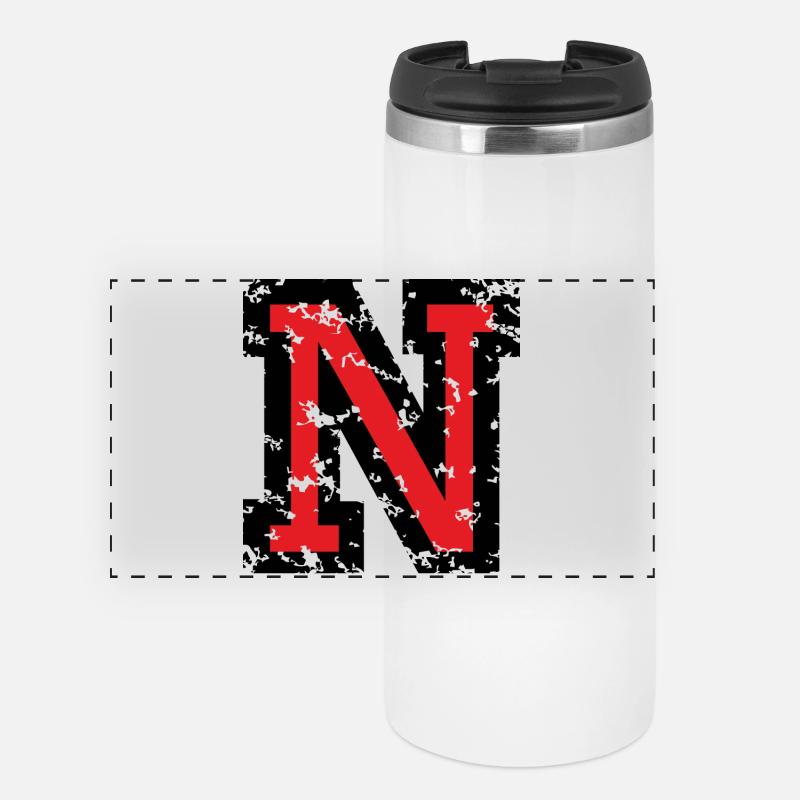 N (Vintage Rot) Buchstabe N - Panorama Thermobecher - Weiß