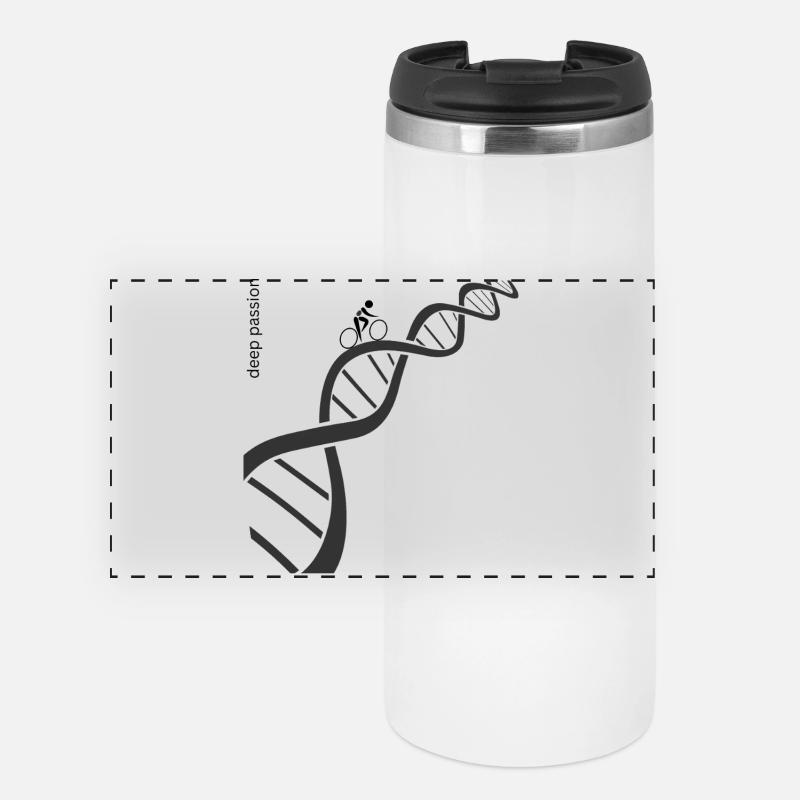 Passionate racing cyclist on DNA double helix - Panoramic Thermal Cup - white
