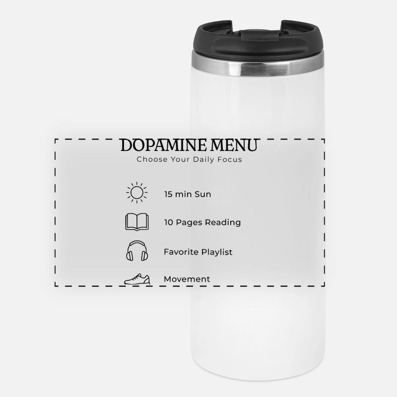 Dopamine Menu Backprint – Aesthetic Self Care - Panoramic Thermal Cup - white