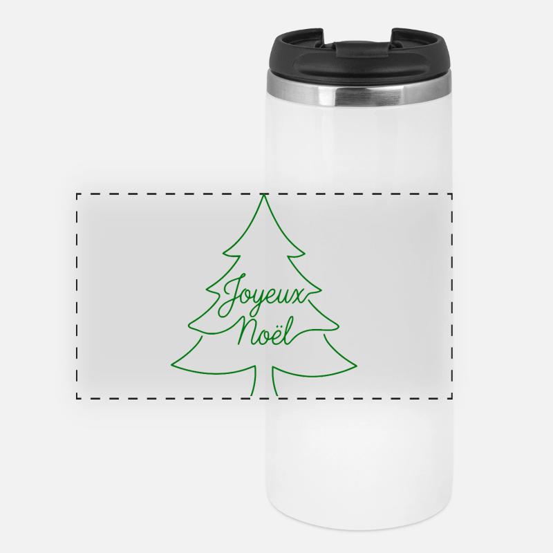 Joyeux Noël Tannenbaum Frankreich Weihnachtsdesign - Panorama Thermobecher - Weiß