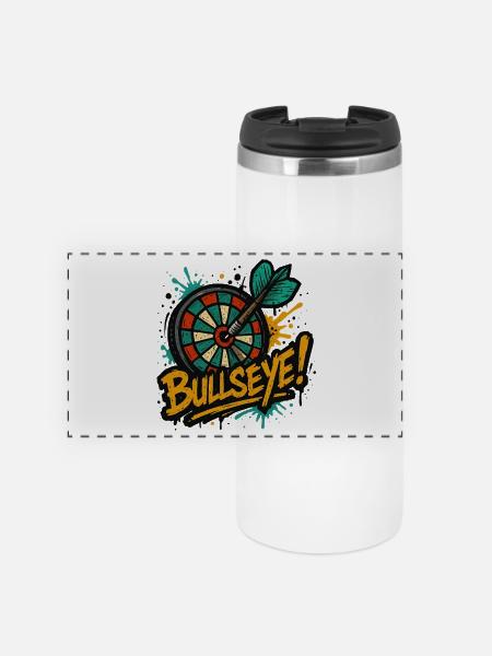 Dart Bullseye - Panorama Thermobecher - Weiß