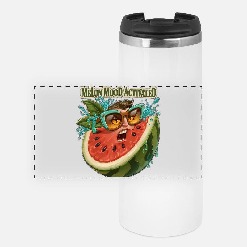 Melone Stimmungsaktiviertes lustiges Wassermelonengesicht - Panorama Thermobecher - Weiß