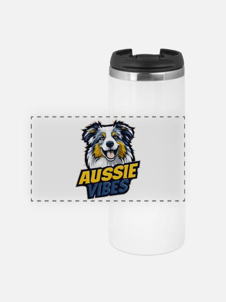 Australian Shepherd – AUSSIE VIBES - Panorama Thermobecher - Weiß